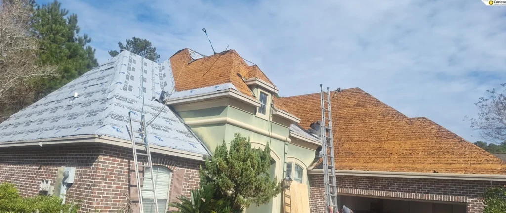 Large Fortified Roof Replacement with OC Teak in Slidell